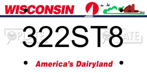 322ST8 Wisconsin License Plate