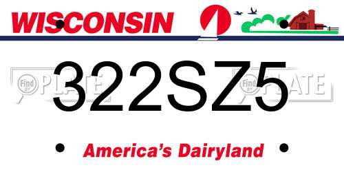 322SZ5 Wisconsin License Plate