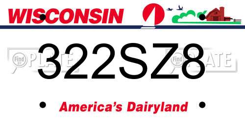 322SZ8 Wisconsin License Plate