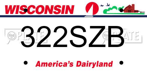 322SZB Wisconsin License Plate
