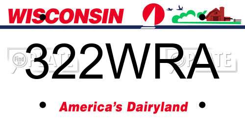 322WRA Wisconsin License Plate