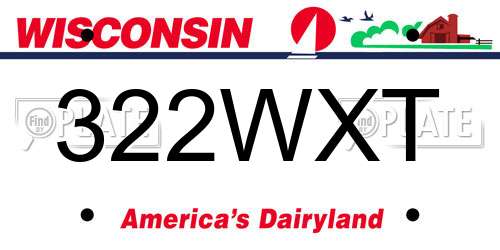 322WXT Wisconsin License Plate