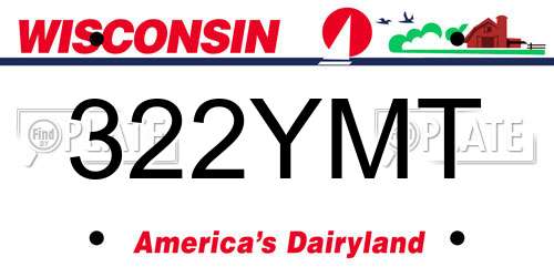 322YMT Wisconsin License Plate