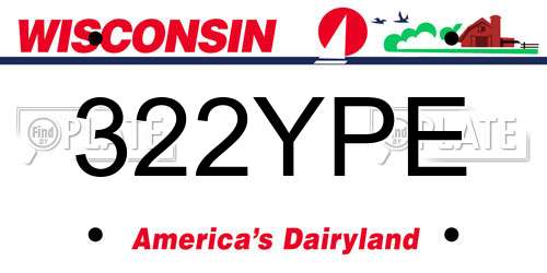 322YPE Wisconsin License Plate