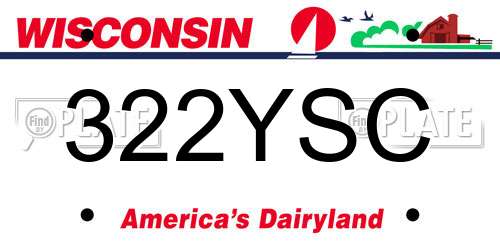 322YSC Wisconsin License Plate
