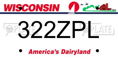 322ZPL Wisconsin License Plate