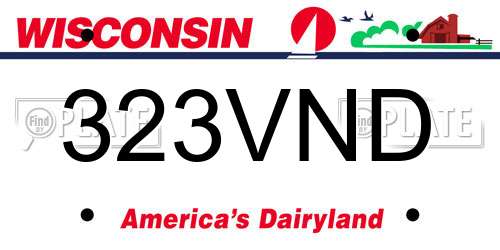 323VND Wisconsin License Plate