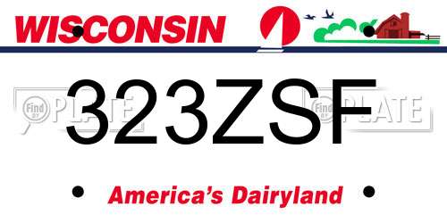 323ZSF Wisconsin License Plate