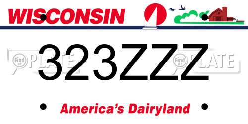 323ZZZ Wisconsin License Plate