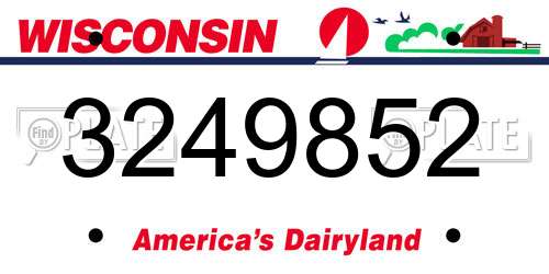3249852 Wisconsin License Plate