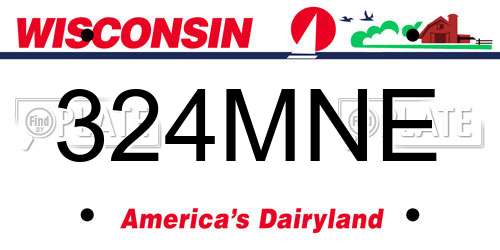 324MNE Wisconsin License Plate