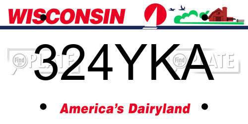 324YKA Wisconsin License Plate