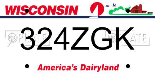 324ZGK Wisconsin License Plate