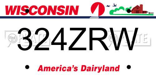 324ZRW Wisconsin License Plate