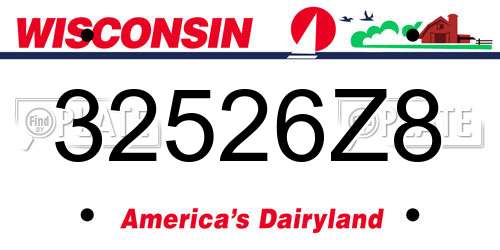 32526Z8 Wisconsin License Plate