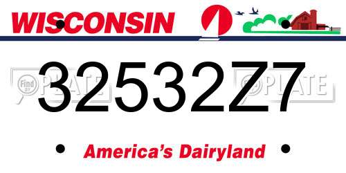 32532Z7 Wisconsin License Plate