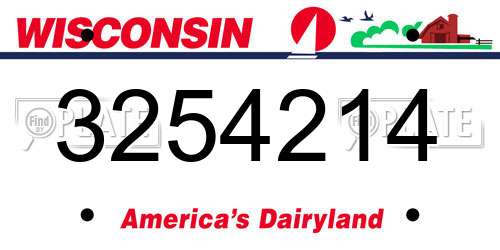 3254214 Wisconsin License Plate