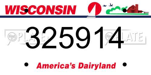 325914 Wisconsin License Plate