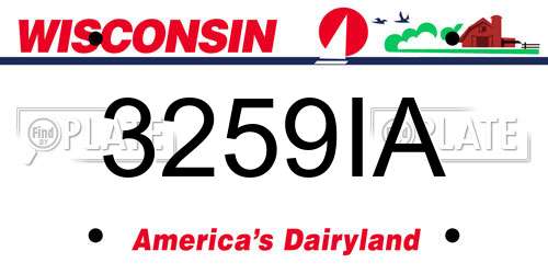 3259IA Wisconsin License Plate
