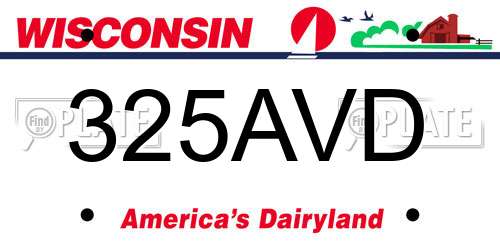 325AVD Wisconsin License Plate