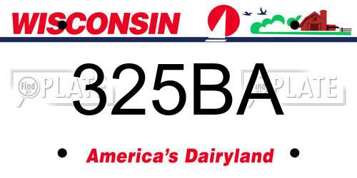 325BA Wisconsin License Plate