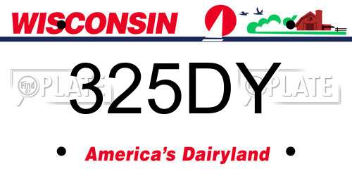 325DY Wisconsin License Plate