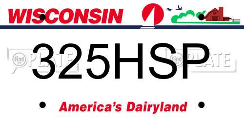 325HSP Wisconsin License Plate