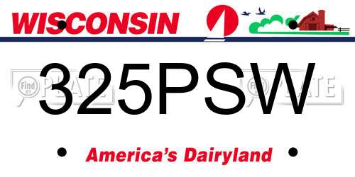325PSW Wisconsin License Plate