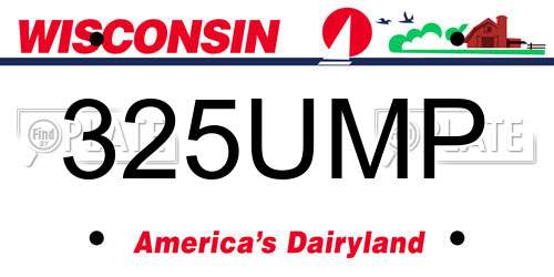 325UMP Wisconsin License Plate