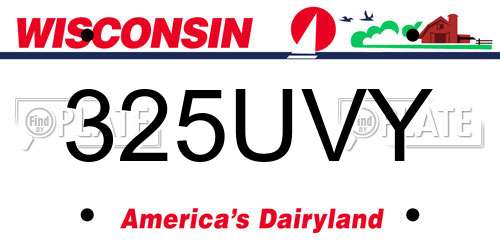 325UVY Wisconsin License Plate