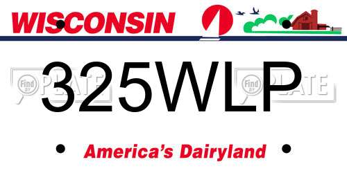 325WLP Wisconsin License Plate