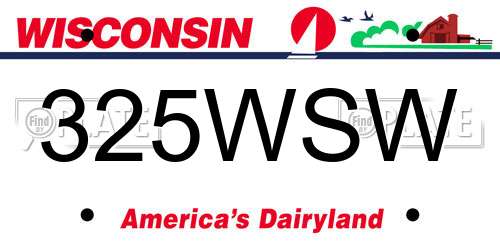 325WSW Wisconsin License Plate