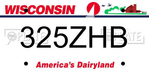 325ZHB Wisconsin License Plate