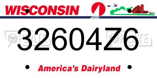 32604Z6 Wisconsin License Plate
