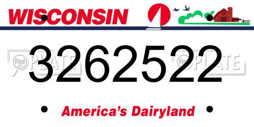 3262522 Wisconsin License Plate