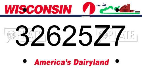 32625Z7 Wisconsin License Plate