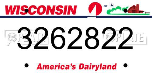 3262822 Wisconsin License Plate