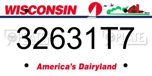 32631T7 Wisconsin License Plate