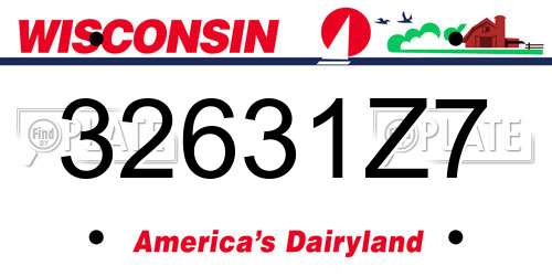 32631Z7 Wisconsin License Plate