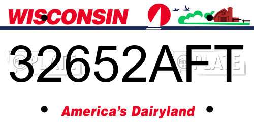 32652AFT Wisconsin License Plate