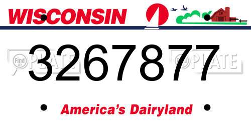 3267877 Wisconsin License Plate