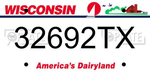 32692TX Wisconsin License Plate