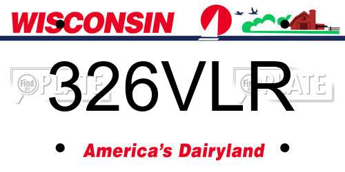 326VLR Wisconsin License Plate
