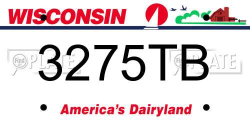 3275TB Wisconsin License Plate