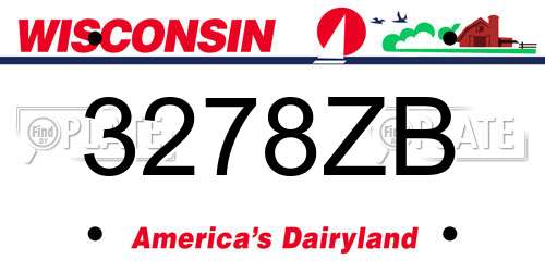 3278ZB Wisconsin License Plate
