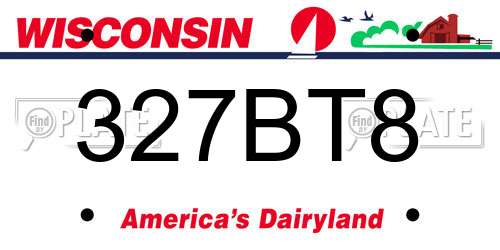 327BT8 Wisconsin License Plate