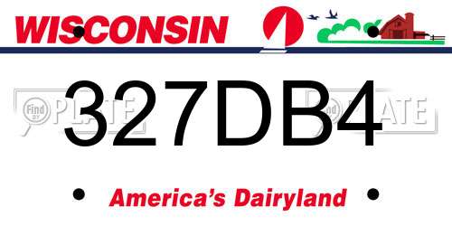 327DB4 Wisconsin License Plate