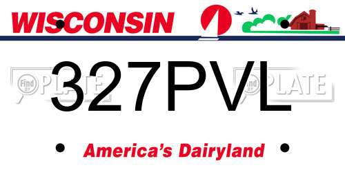 327PVL Wisconsin License Plate