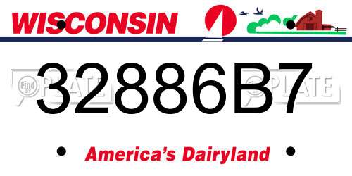 32886B7 Wisconsin License Plate