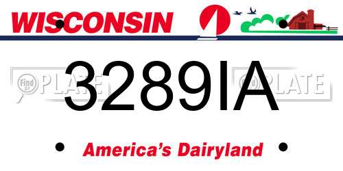 3289IA Wisconsin License Plate